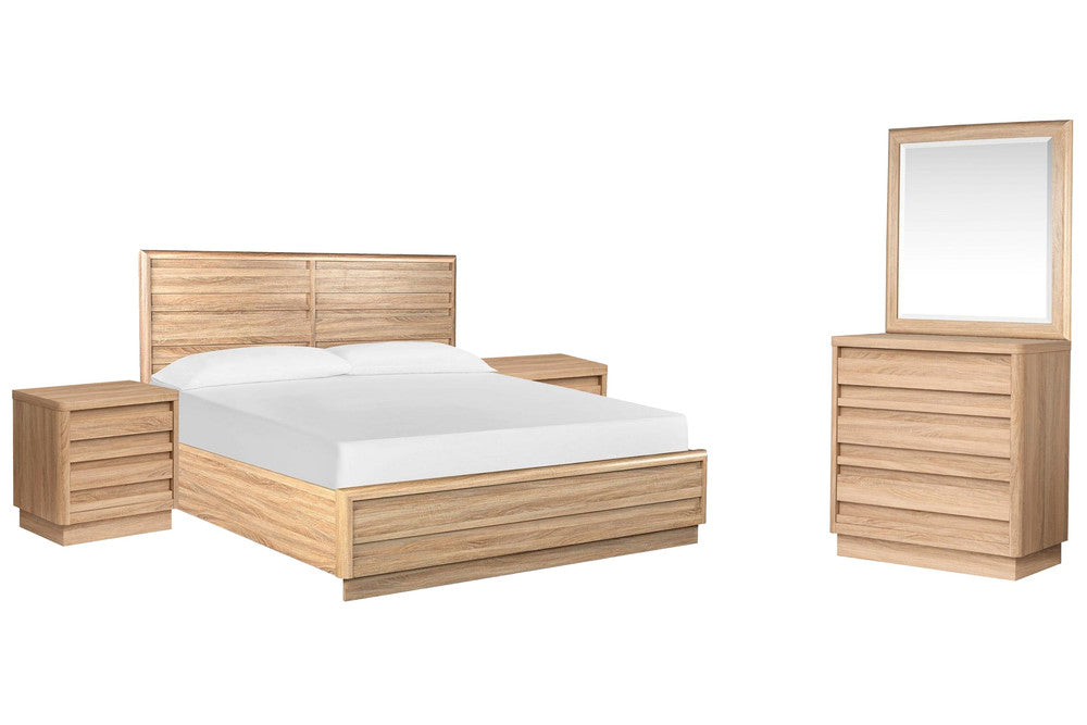 Magnussen - Brentwood Heights Provincial Brown Queen Panel Bed 2 Nightstands And Single Drawer Dresser With Portrait Mirror - B6381-54-KIT6 view 1