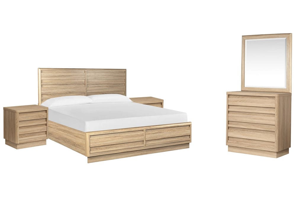 Magnussen - Brentwood Heights Provincial Brown Queen Panel Storage Bed 2 Nightstands And Single Drawer Dresser With Portrait Mirror - B6381-54A-KIT6 view 1