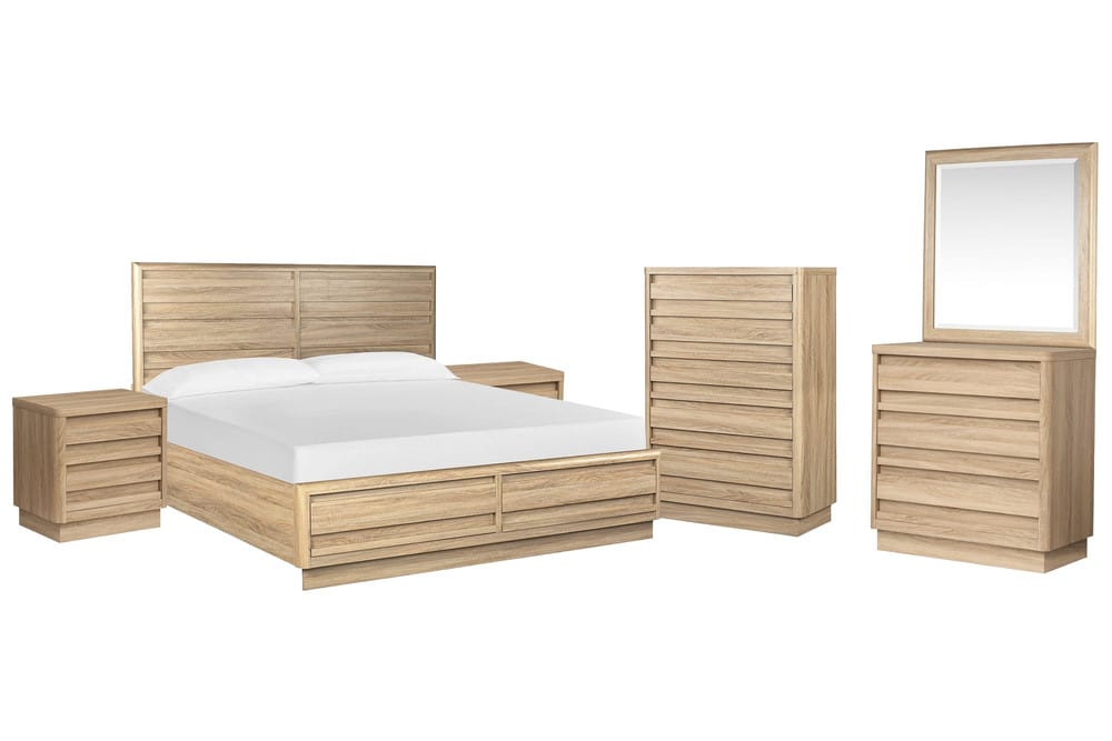 Magnussen - Brentwood Heights Provincial Brown Queen Panel Storage Bed 2 Nightstands Single Drawer Dresser With Portrait Mirror And Drawer Chest - B6381-54A-KIT8 view 1