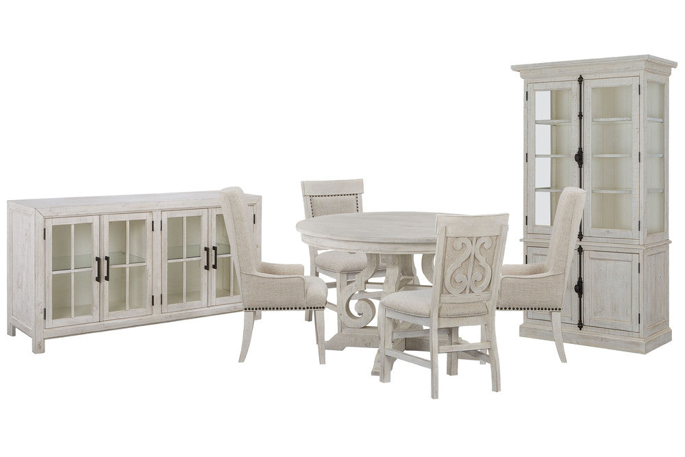 Magnussen - Bronwyn Alabaster 48" Round Dining Table With 2 Upholstered Side Chairs 2 Host Chairs Buffet And Dining Cabinet - D4436-22-KIT25 view 1