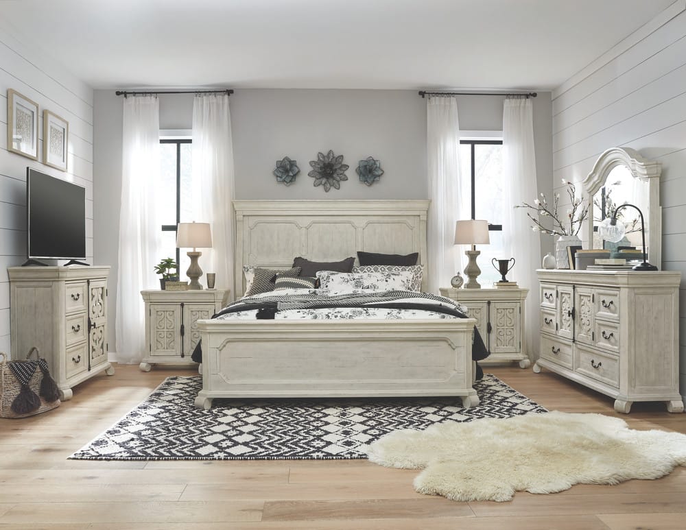 Magnussen - Bronwyn Alabaster King Panel Bed 2 Nightstands Drawer Dresser With Shaped Mirror And Armoire - B4436-64-KIT10 view 9