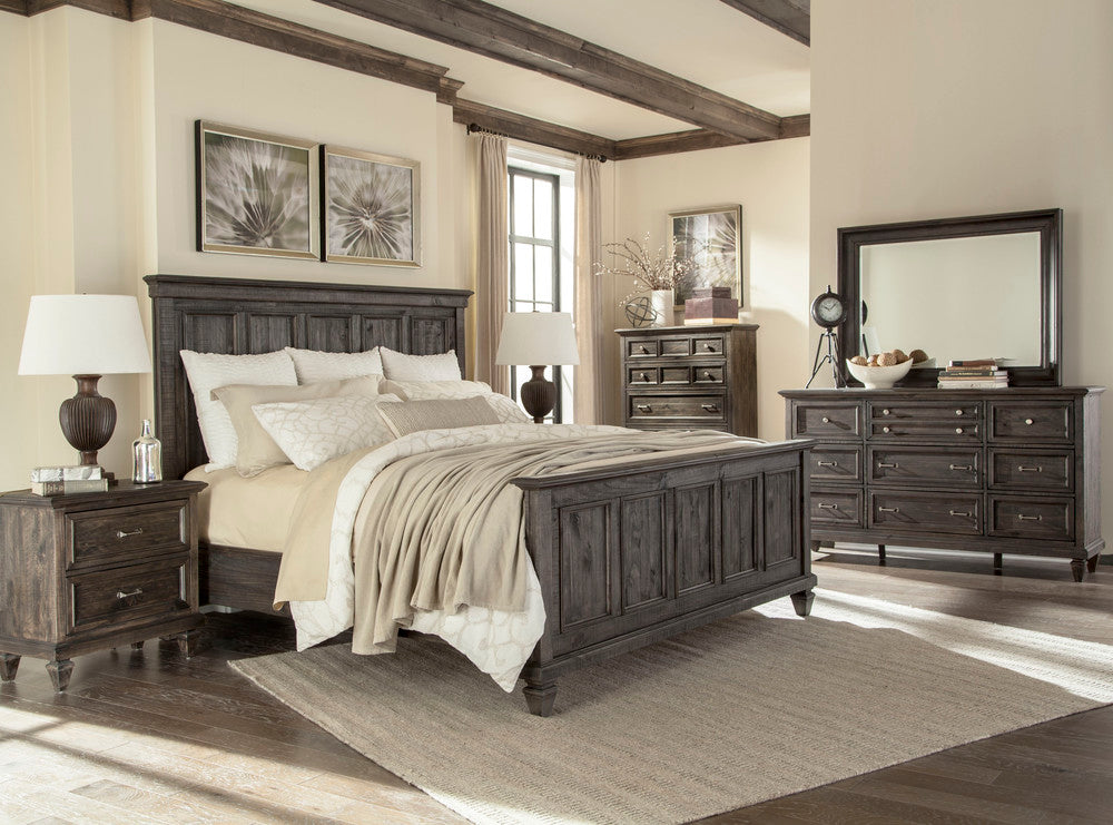Magnussen - Calistoga Weathered Charcoal California King Panel Bed 2 Nighstands And Drawer Dresser With Landscape Mirror - B2590-74-KIT4 view 7