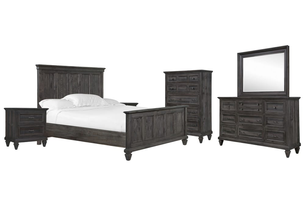 Magnussen - Calistoga Weathered Charcoal California King Panel Bed 2 Nighstands Drawer Dresser With Landscape Mirror And Drawer Chest - B2590-74-KIT5 view 1