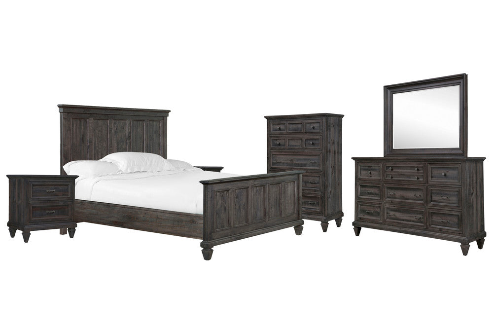 Magnussen - Calistoga Weathered Charcoal California King Panel Bed 2 Nighstands Drawer Dresser With Landscape Mirror And Drawer Chest - B2590-74-KIT5 view 1