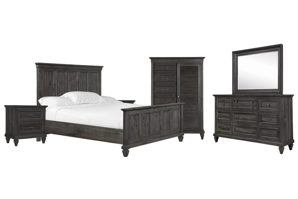 Magnussen - Calistoga Weathered Charcoal King Panel Bed 2 Nighstands Drawer Dresser With Landscape Mirror And Gentleman'S Chest - B2590-64-KIT6 view 1