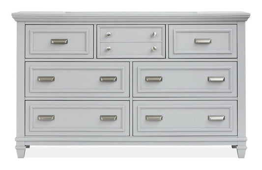 Magnussen - Charleston Harbor Gray And White Dove Grey Drawer Dresser With White Landscape Mirror - B5611-20GY40WH view 2
