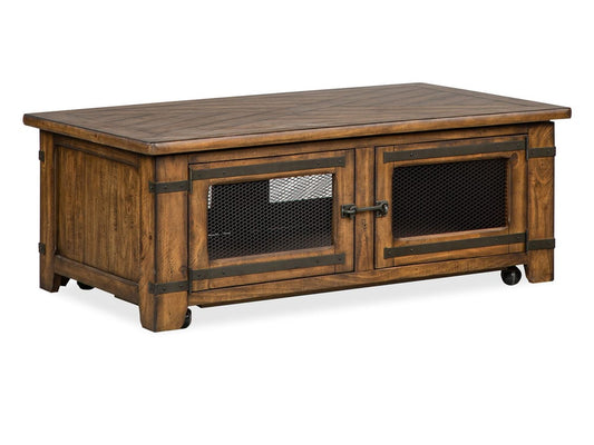 Magnussen - Chesterfield Farmhouse Timber Lift Top Storage Caster Cocktail Table With Chairside End Table - T4717-50KIT1 view 2