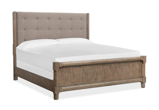 Magnussen - Claremont Smokey Taupe Queen Upholstered Panel Bed 2 Nightstands And Drawer Dresser With Landscape Mirror - B5942-55-KIT4 view 2