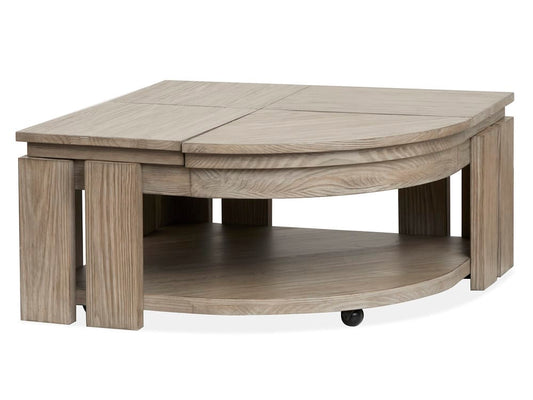 Magnussen - Conrad Stone Harbor Grey Pie Shaped Lift Top Cocktail Table With 2 End Table And Sofa Table - T5865-65KIT3 view 2