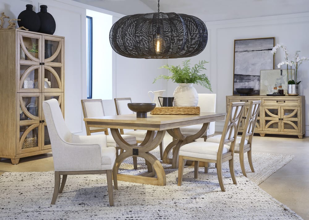 Magnussen - Coventry Honey Maple Extendable Trestle Dining Table With 4 Upholstered Side Chairs - D6480-21-KIT7 view 12