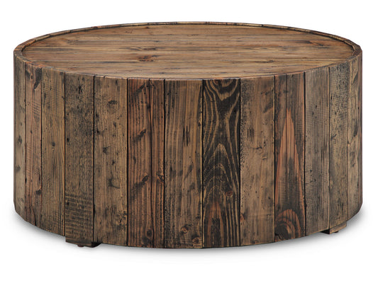 Magnussen - Dakota Rustic Pine Round Caster Cocktail Table With 2 End Table - T4017-45KIT2 view 2