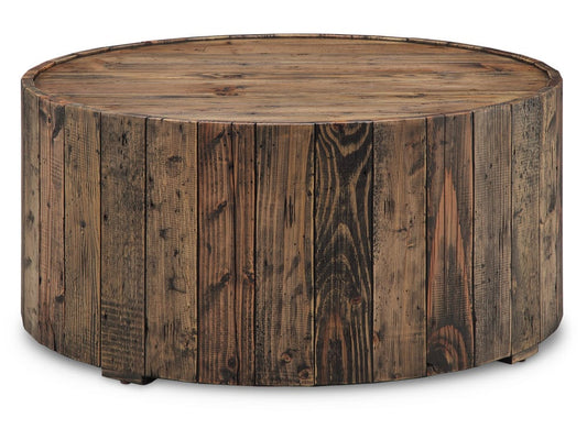 Magnussen - Dakota Rustic Pine Round Caster Cocktail Table With 2 End Table - T4017-45KIT2 view 2