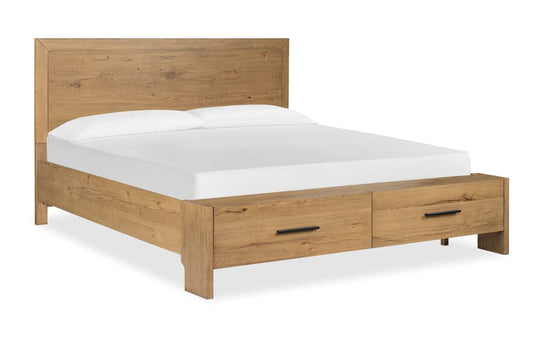 Magnussen - Davenport Rustic Caramel King Panel Storage Bed With Nightstand - B6309-64A-KIT1 view 2