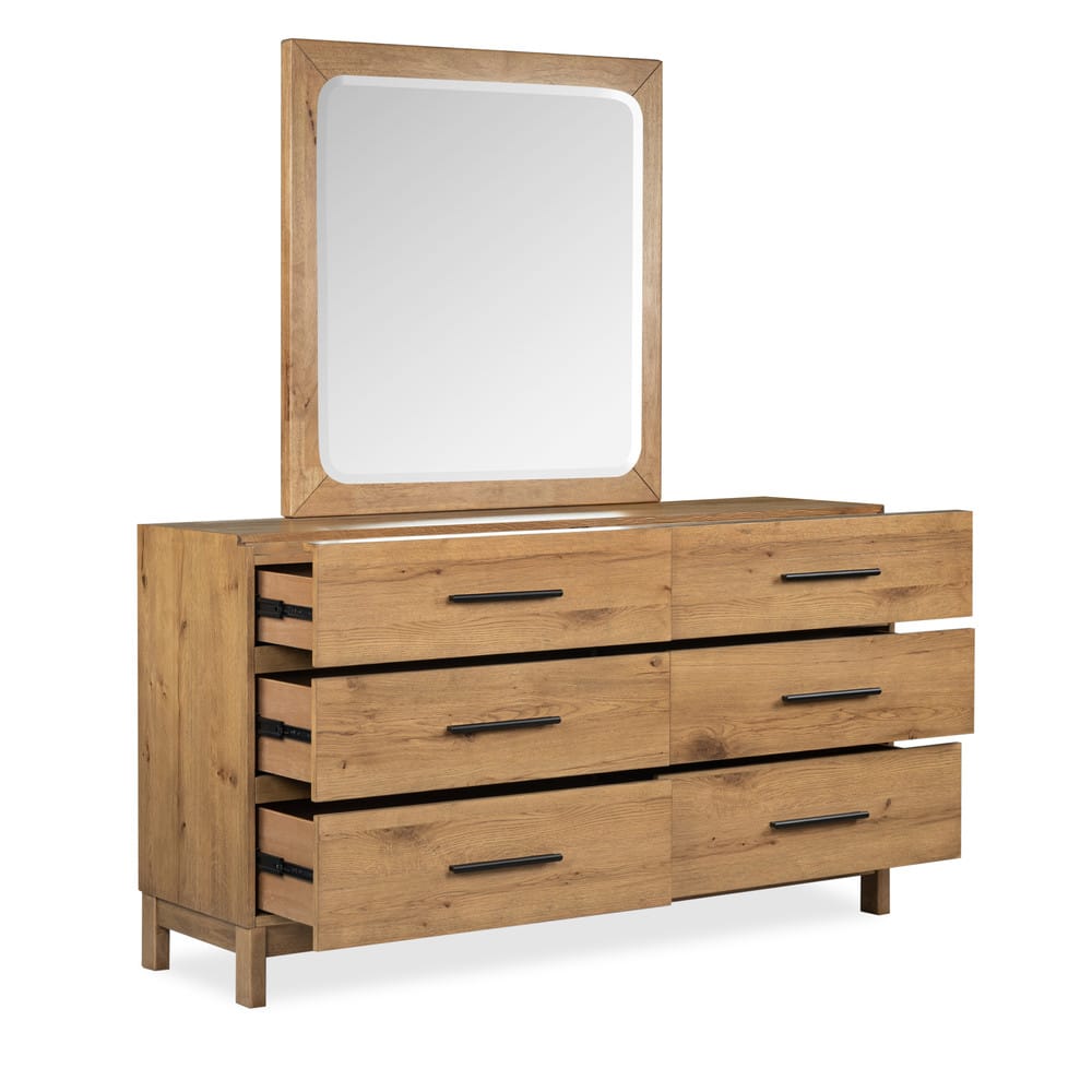 Magnussen - Davenport Rustic Caramel Queen Panel Bed And Drawer Dresser With Portrait Mirror - B6309-54-KIT3 view 8