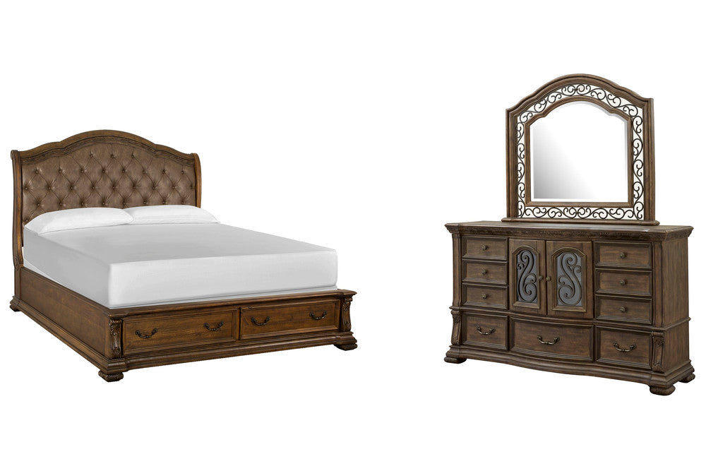 Magnussen - Durango Willadeene Brown California King Upholstered Sleigh Storage Bed And Drawer Dresser With Shaped Mirror - B5133-72A-KIT3 view 1