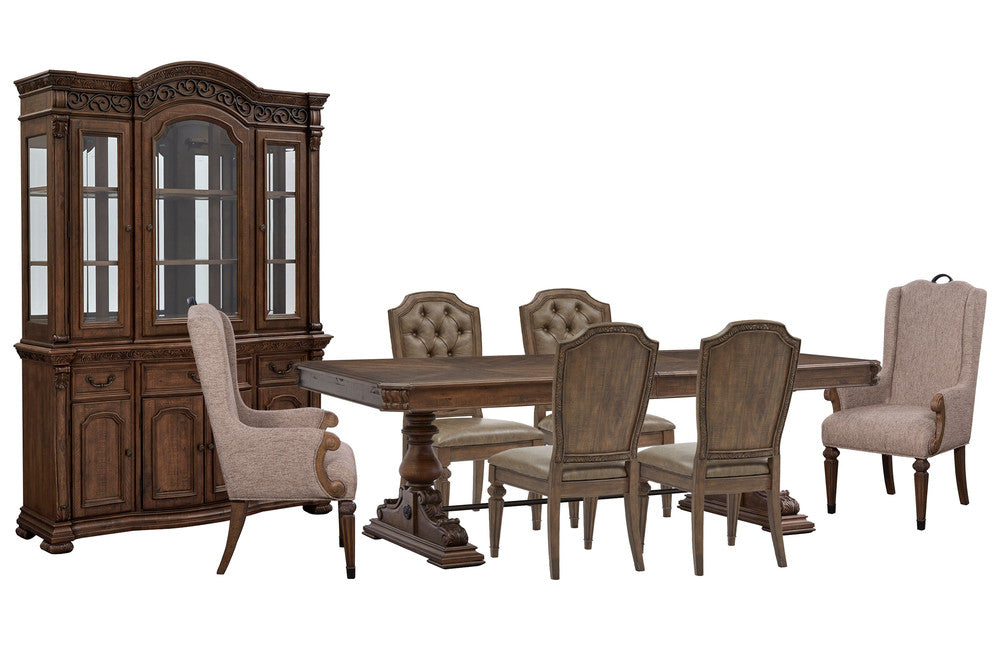 Magnussen - Durango Willadeene Brown Extendable Trestle Dining Table With 4 Upholstered Side Chairs 2 Host Chairs Buffet And Hutch - D5133-21-KIT27 view 1