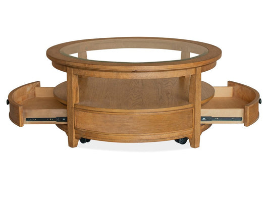 Magnussen - Durant Honey Brown Round Cocktail Table With Casters - T5814-45 view 2