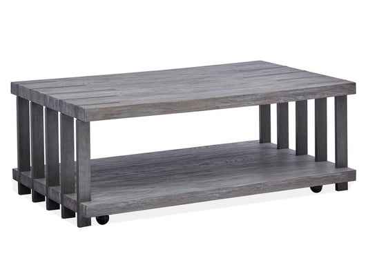 Magnussen - Eldridge Weathered Gravel And Satin Bronze Rectangular Cocktail Table With 2 End Table - T4917-43KIT2 view 2
