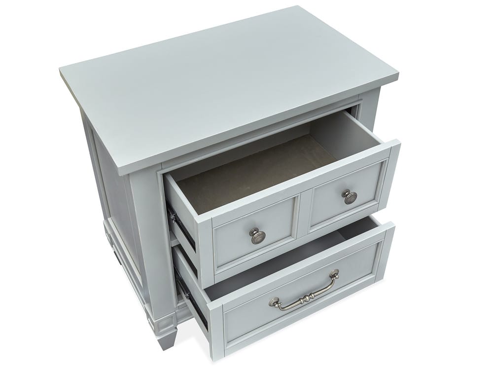 Magnussen - Glenbrook Pebble King Upholstered Panel Bed 2 Nightstands Drawer Dresser With Landscape Mirror And Door Chest - B5668-65-KIT6 view 8