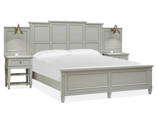 Magnussen - Glenbrook Pebble Queen Wall Bed 2 Nightstands Drawer Dresser With Landscape Mirror And Door Chest - B5668-54B-KIT3 view 2
