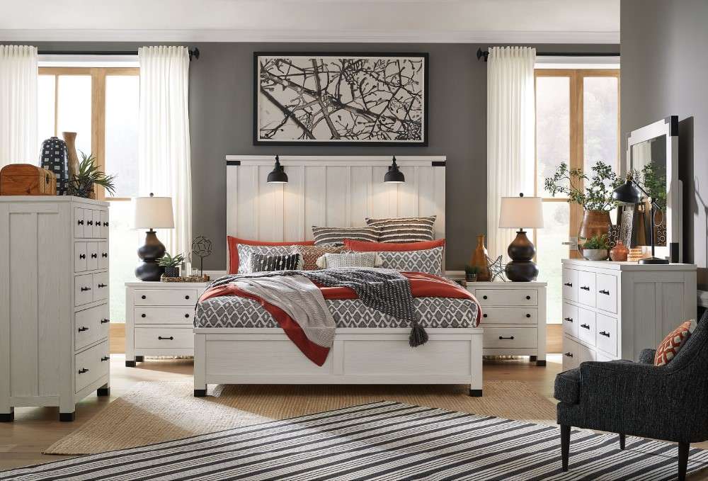 Magnussen - Harper Springs Complete Queen Panel Bed in Silo White - B5321-54 veiw 4