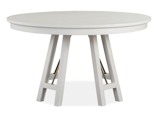 Magnussen - Heron Cove Chalk White And Dovetail Grey 52" Round Dining Table With 2 Host Chairs Curved Bench And Buffet - D4400-27-KIT14 view 2