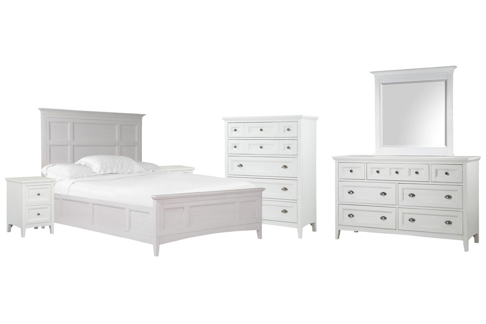 Magnussen - Heron Cove Chalk White And Dovetail Grey California King Panel Bed 2 Small Nightstands Drawer Dresser With Landscape Mirror And Drawer Chest - B4400-74-KIT10 view 1
