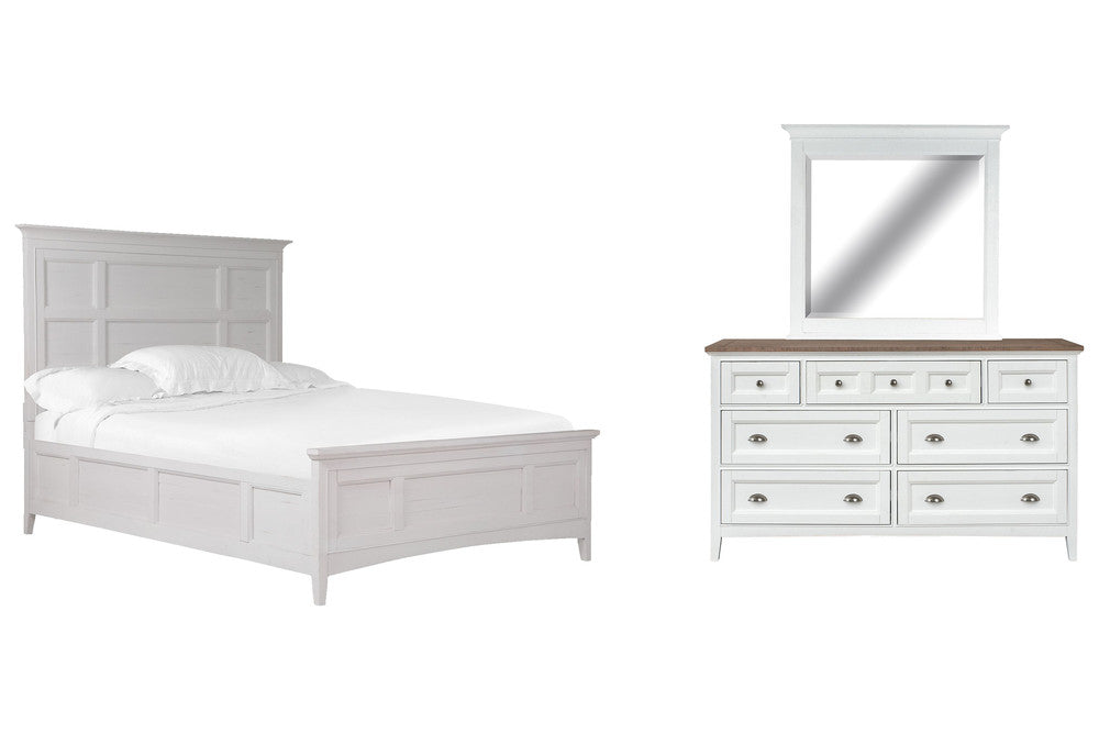 Magnussen - Heron Cove Chalk White And Dovetail Grey California King Panel Bed And Drawer Dresser With Landscape Mirror (Two Tone) - B4400-74-KIT14 view 1
