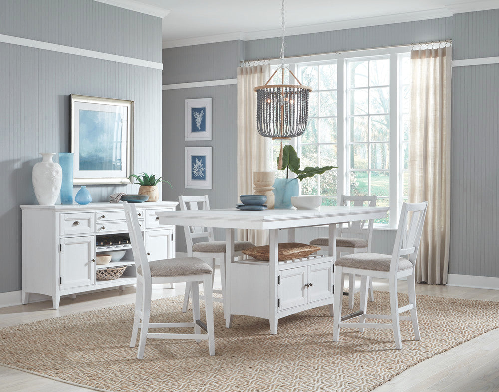 Magnussen - Heron Cove Chalk White And Dovetail Grey Extendable Counter Height Dining Table With 4 Counter Chairs - D4400-42-KIT1 view 9