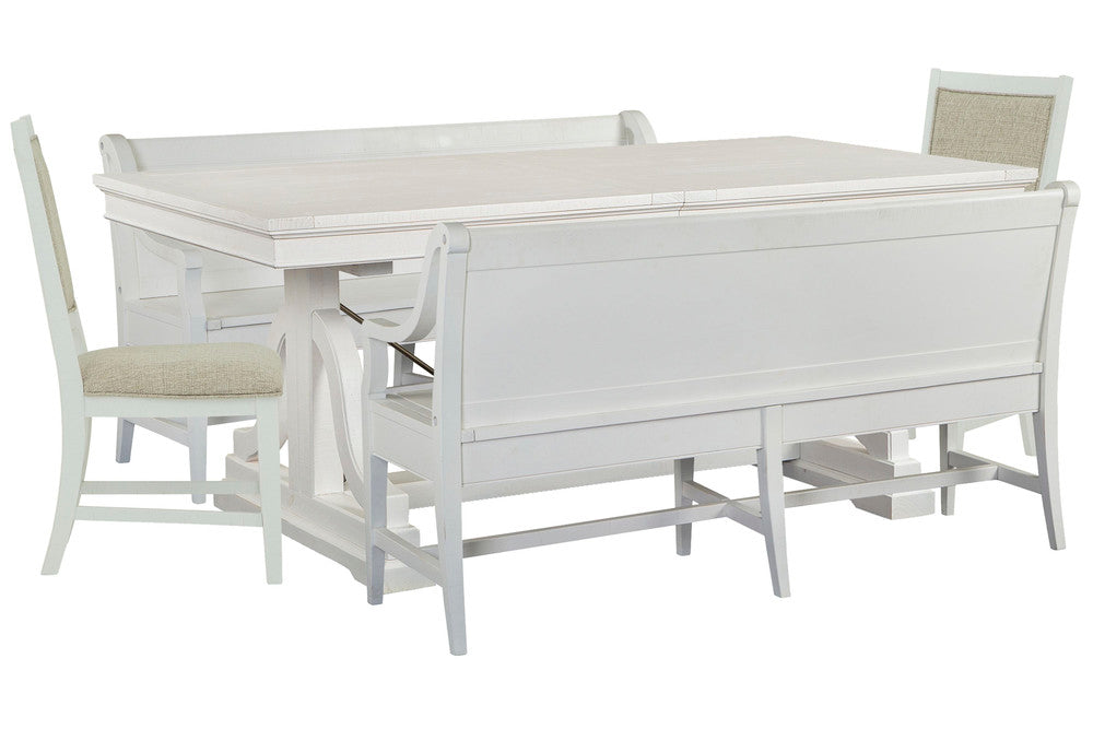 Magnussen - Heron Cove Chalk White And Dovetail Grey Extendable Trestle Dining Table With 2 Benches And 2 Upholstered Side Chairs - D4400-25-KIT53 view 1