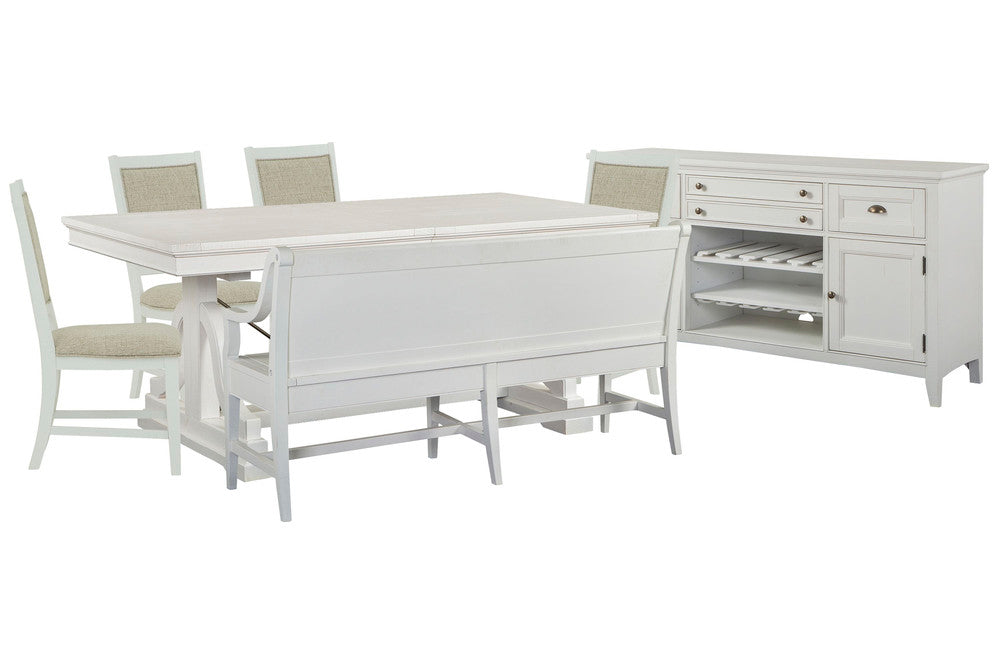 Magnussen - Heron Cove Chalk White And Dovetail Grey Extendable Trestle Dining Table With 4 Upholstered Side Chairs Bench And Buffet - D4400-25-KIT32 view 1