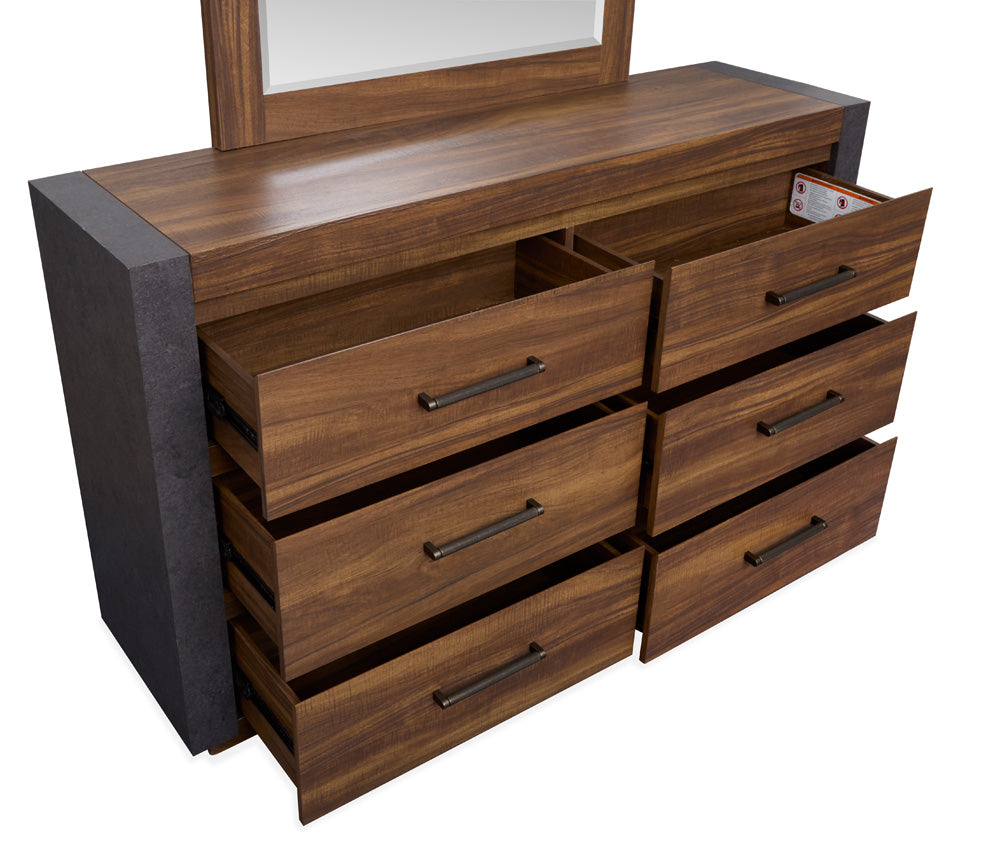 Magnussen - Jensen Tavern Brown Double Drawer Dresser With Paper Mirror - B6306-2248 view 9