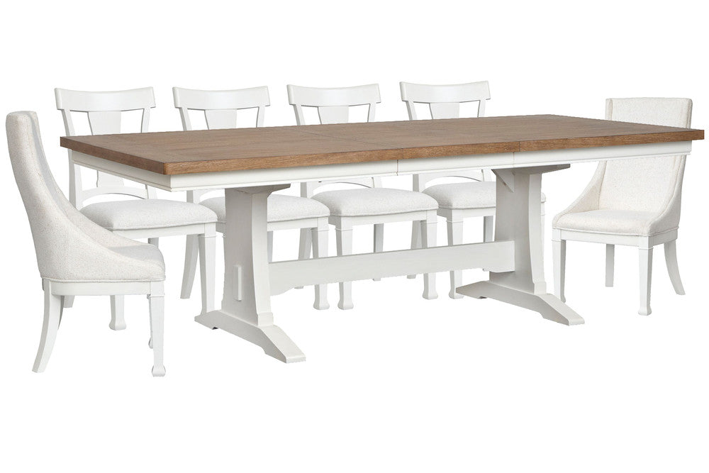 Magnussen - Kingston Whisper White And Cerused Nutmeg Extendable Trestle Dining Table With 4 Side Chairs And 2 Host Chairs - D6407-21-KIT11 view 1