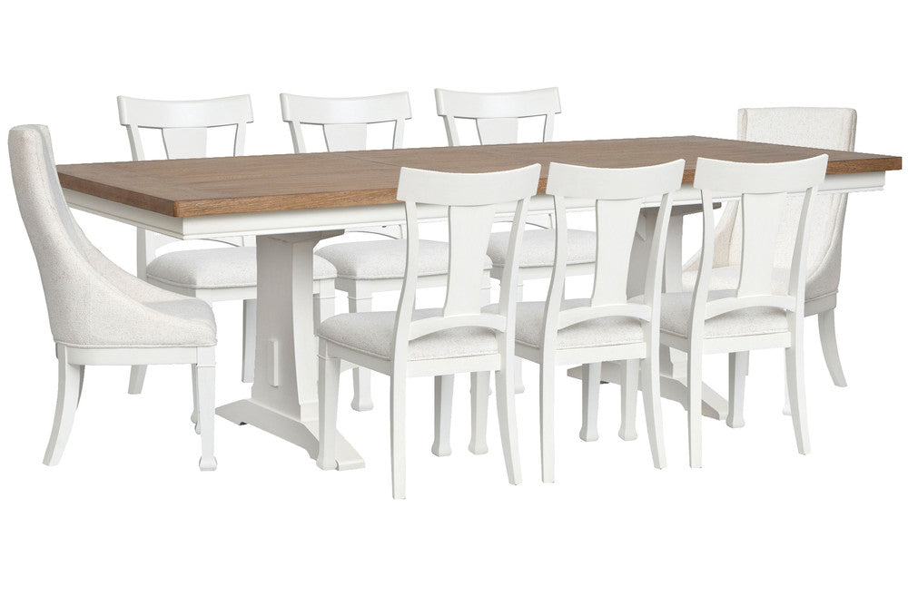 Magnussen - Kingston Whisper White And Cerused Nutmeg Extendable Trestle Dining Table With 6 Side Chairs And 2 Host Chairs - D6407-21-KIT13 view 1