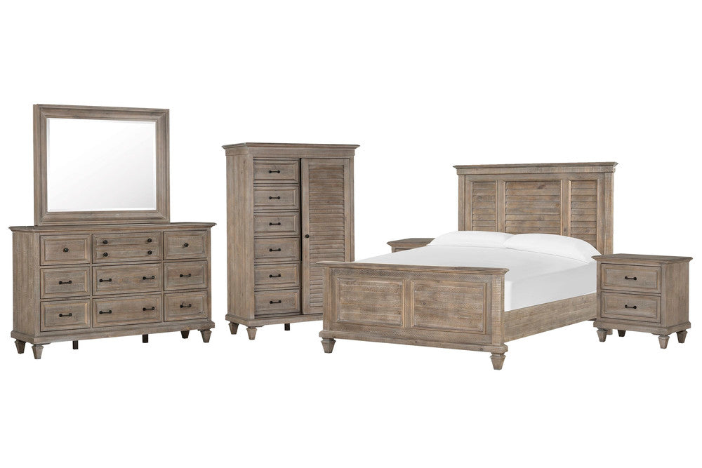 Magnussen - Lancaster Dovetail Grey California King Shutter Panel Bed 2 Nighstands Drawer Dresser With Landscape Mirror And Gentleman'S Chest - B4352-75-KIT6 view 1