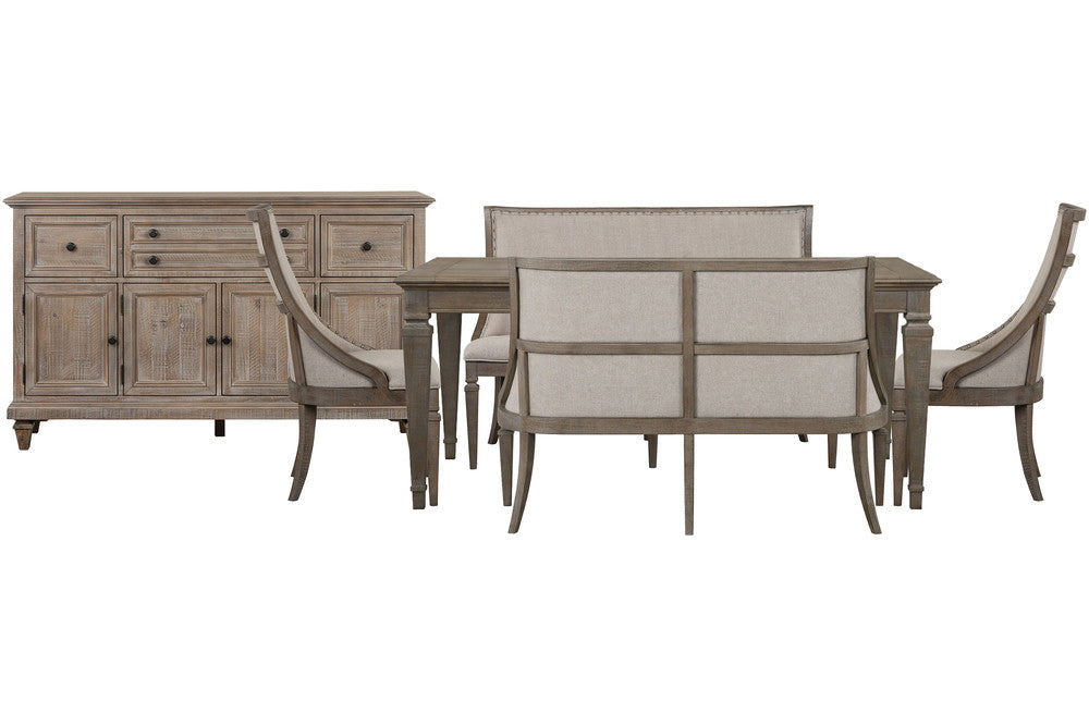 Magnussen - Lancaster Dovetail Grey Extendable Rectangular Dining Table 2 Upholstered Benches And 2 Arm Chairs And Buffet - D4352-20-KIT98 view 1