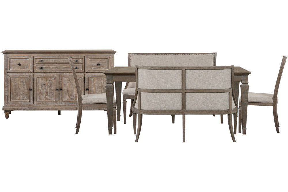 Magnussen - Lancaster Dovetail Grey Extendable Rectangular Dining Table 2 Upholstered Benches And 2 Side Chairs And Server - D4352-20-KIT92 view 1