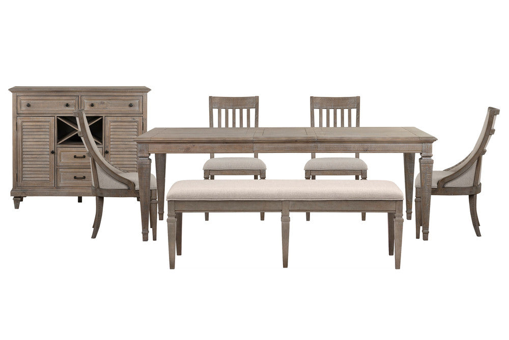 Magnussen - Lancaster Dovetail Grey Extendable Rectangular Dining Table With 2 Side Chairs 2 Host Chairs Bench And Server - D4352-20-KIT67 view 1