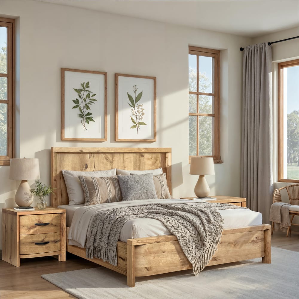 Magnussen - Laramie Honey Wheat California King Panel Bed With Nightstand - B6433-74-KIT1 view 9