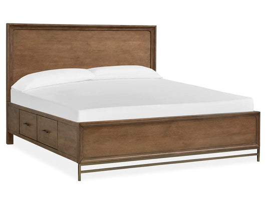 Magnussen - Lindon Belgian Wheat And Coffee Bean King Panel Storage Bed With Open Nightstand - B5570-64A-KIT6 view 2
