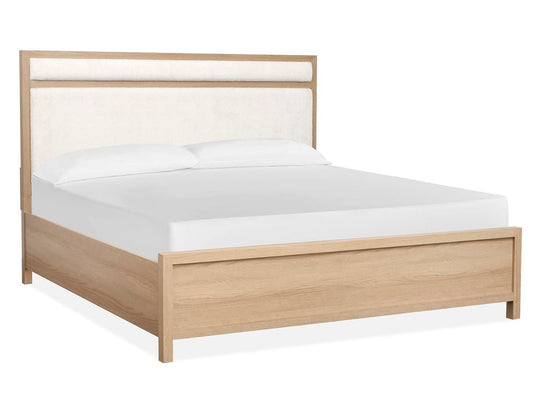 Magnussen - Merrifield Sandstone Beige King Upholstered Panel Bed And Drawer Dresser With Portrait Mirror - B5906-65-KIT3 view 2