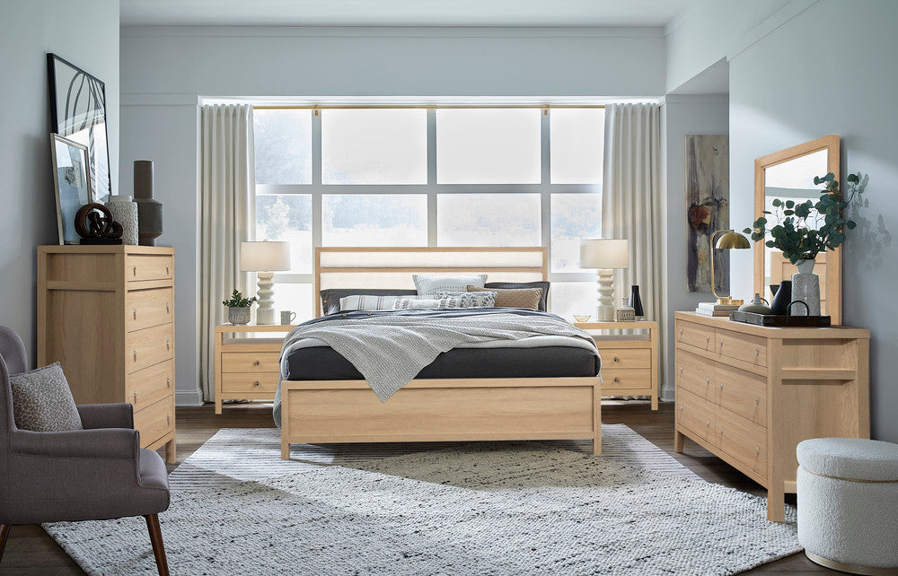 Magnussen - Merrifield Sandstone Beige Queen Upholstered Panel Bed 2 Nightstands And Drawer Dresser With Portrait Mirror - B5906-55-KIT4 view 10