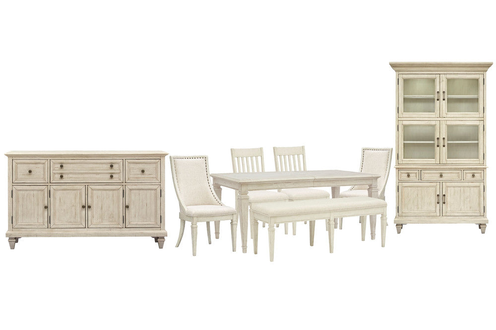 Magnussen - Newport Alabaster Extendable Rectangular Dining Table With 2 Side Chairs 2 Arm Chairs Bench Buffet And Dining Cabinet - D5430-20-KIT55 view 1