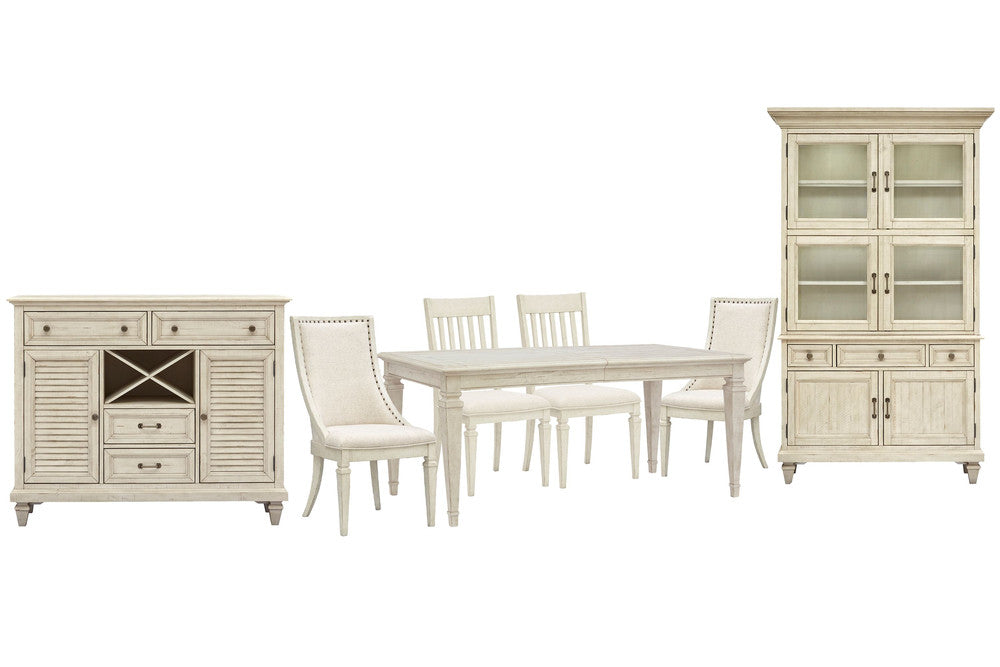 Magnussen - Newport Alabaster Extendable Rectangular Dining Table With 2 Side Chairs 2 Arm Chairs Server And Dining Cabinet - D5430-20-KIT24 view 1