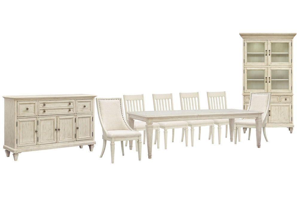 Magnussen - Newport Alabaster Extendable Rectangular Dining Table With 4 Side Chairs 2 Arm Chairs Buffet And Dining Cabinet - D5430-20-KIT30 view 1