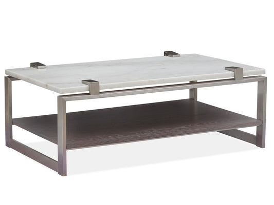 Magnussen - Paradox Pearl White And Roasted Almond And Brushed Platinum Rectangular Cocktail Table With 2 Accent Table - T4852-43KIT2 view 2