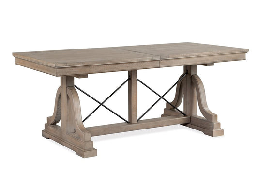 Magnussen - Paxton Place Dovetail Grey Extendable Trestle Dining Table With 2 Step Upholstered Side Chairs And Bench - D4805-25-KIT21 view 2