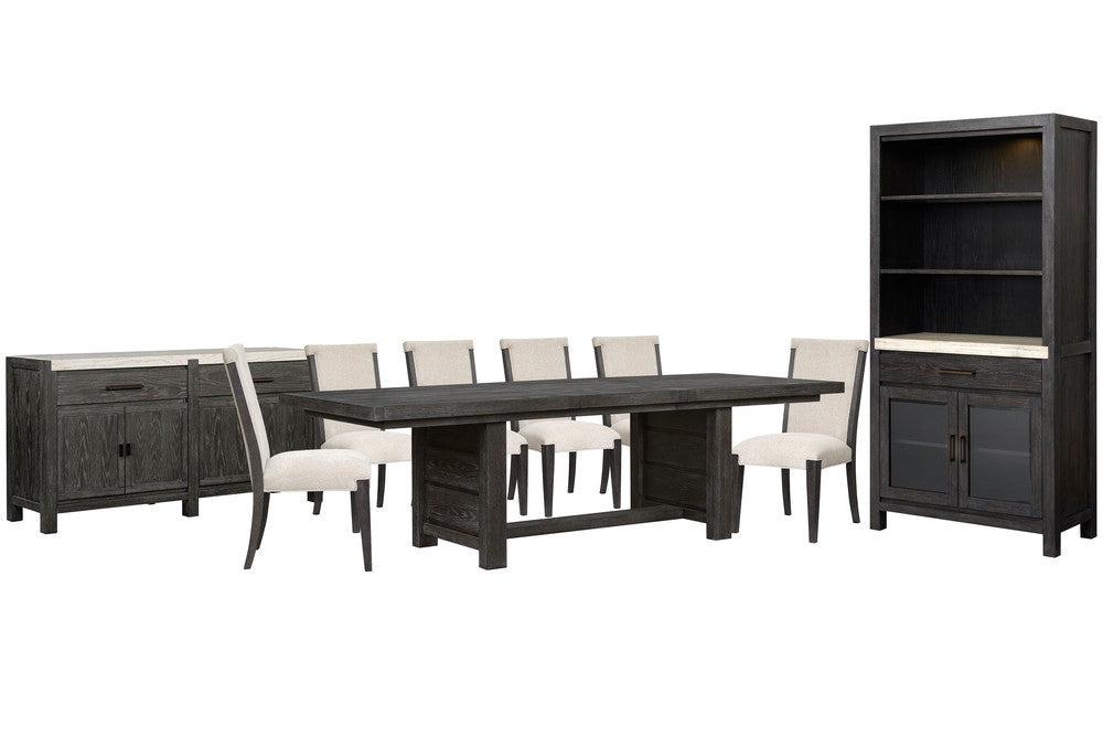 Magnussen - Plum Creek Ravenwood Black Extendable Trestle Dining Table With 6 Upholstered Side Chairs Sideboard And Display Cabinet - D5990-21-KIT12 view 1