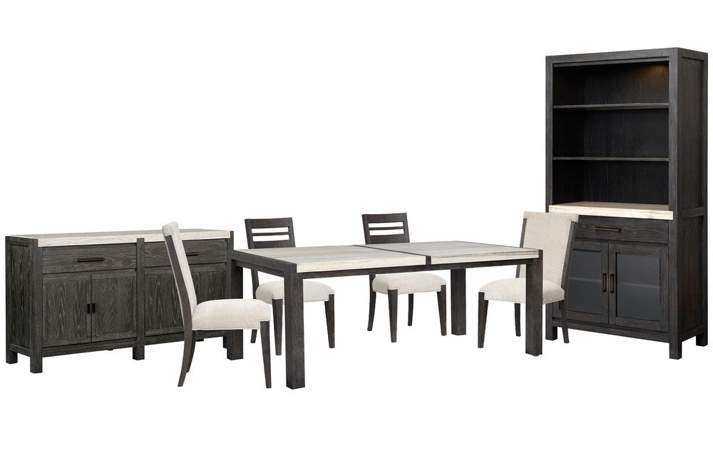 Magnussen - Plum Creek Ravenwood Black Rectangular Dining Table With 2 Side Chairs 2 Upholstered Side Chairs Sideboard And Display Cabinet - D5990-20-KIT15 view 1