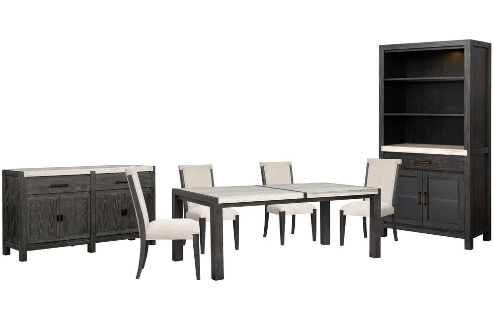 Magnussen - Plum Creek Ravenwood Black Rectangular Dining Table With 4 Upholstered Side Chairs Sideboard And Display Cabinet - D5990-20-KIT9 view 1